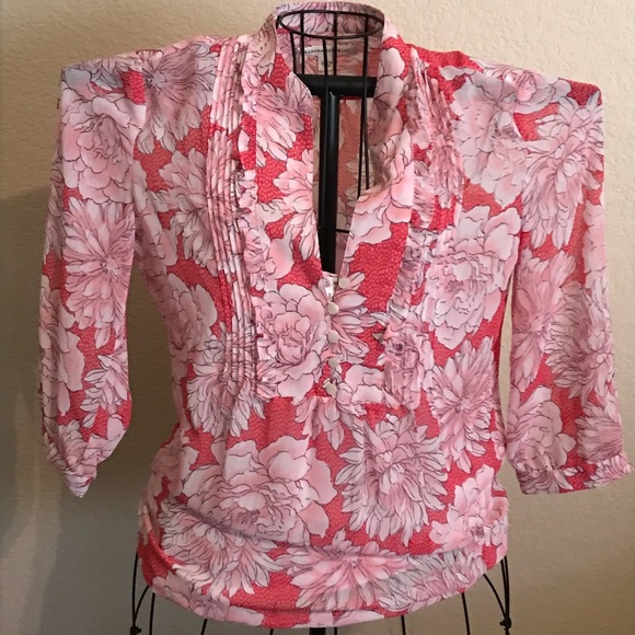 Banana Republic Tops - PINK FLORAL BANANA REPUBLIC SHIRT